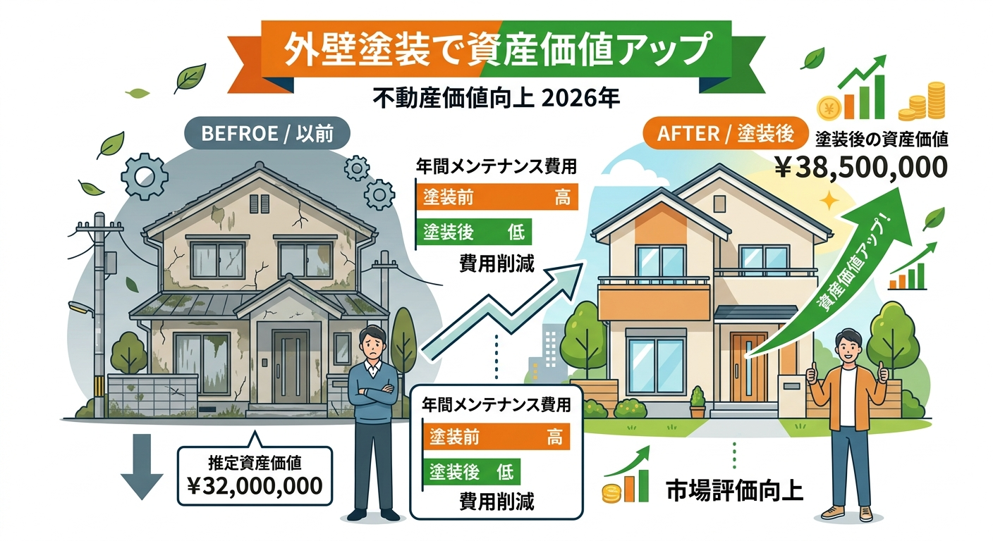 外壁塗装でどのくらい資産価値が上がる？補助金活用2026の補助金解説図