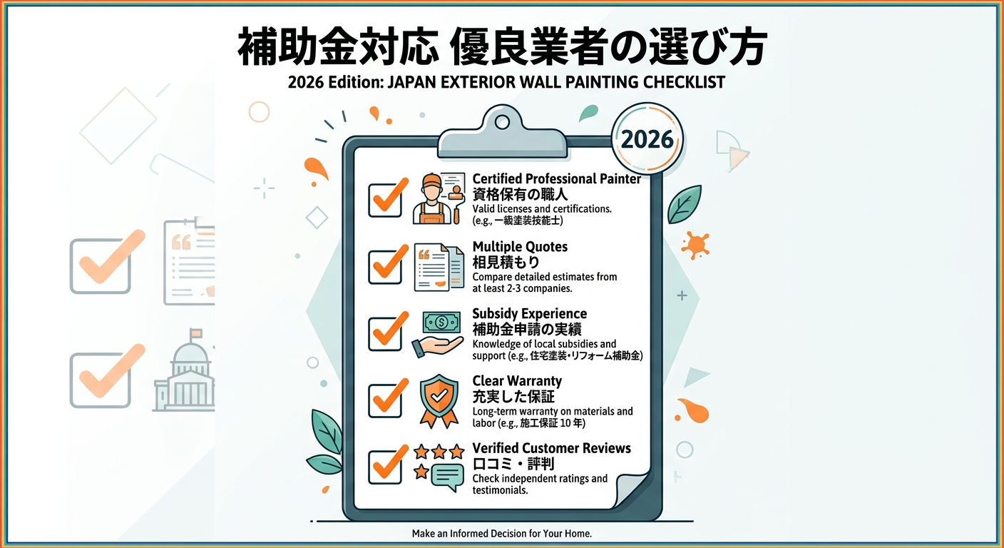 外壁塗装業者の選び方｜補助金対応業者の見つけ方の補助金解説図