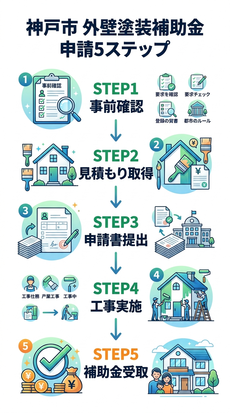 外壁塗装 補助金 神戸市 2026｜最新の補助額・申請条件・手順と併用テクニック完全ガイドの補助金解説図