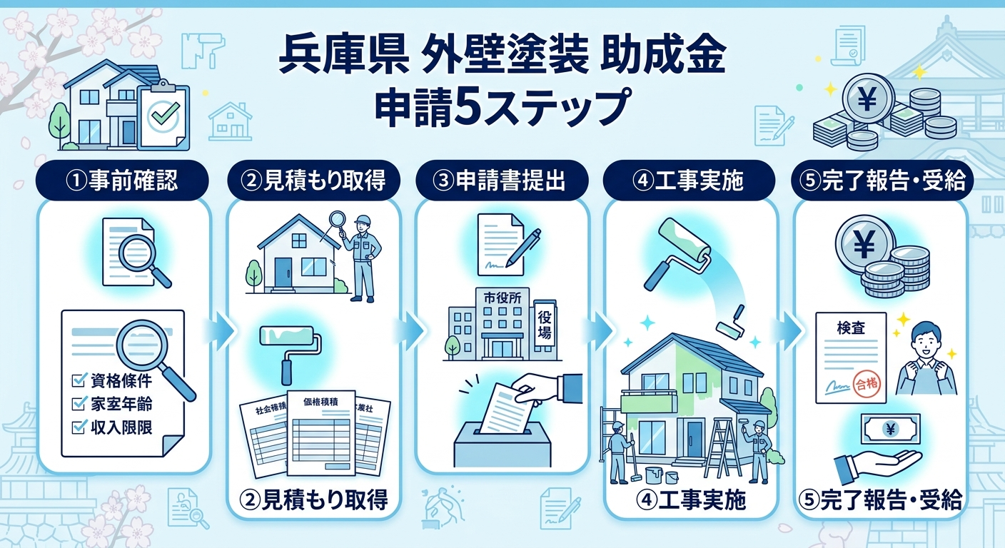 外壁塗装 助成金 兵庫県2026｜補助金との違い・市町村別の助成額・申請条件・手順を徹底解説の補助金解説図