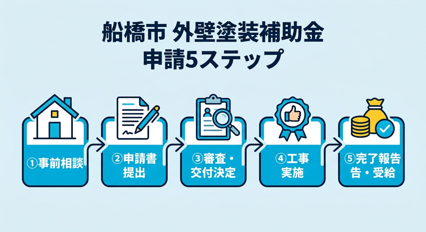 外壁塗装 補助金 船橋市 2026｜補助額・申請条件・手順と併用テクニック完全ガイドの補助金解説図