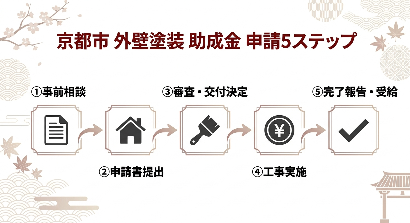 外壁塗装 助成金 京都市 2026｜補助額・申請条件・手順と補助金との違いをわかりやすく解説の補助金解説図