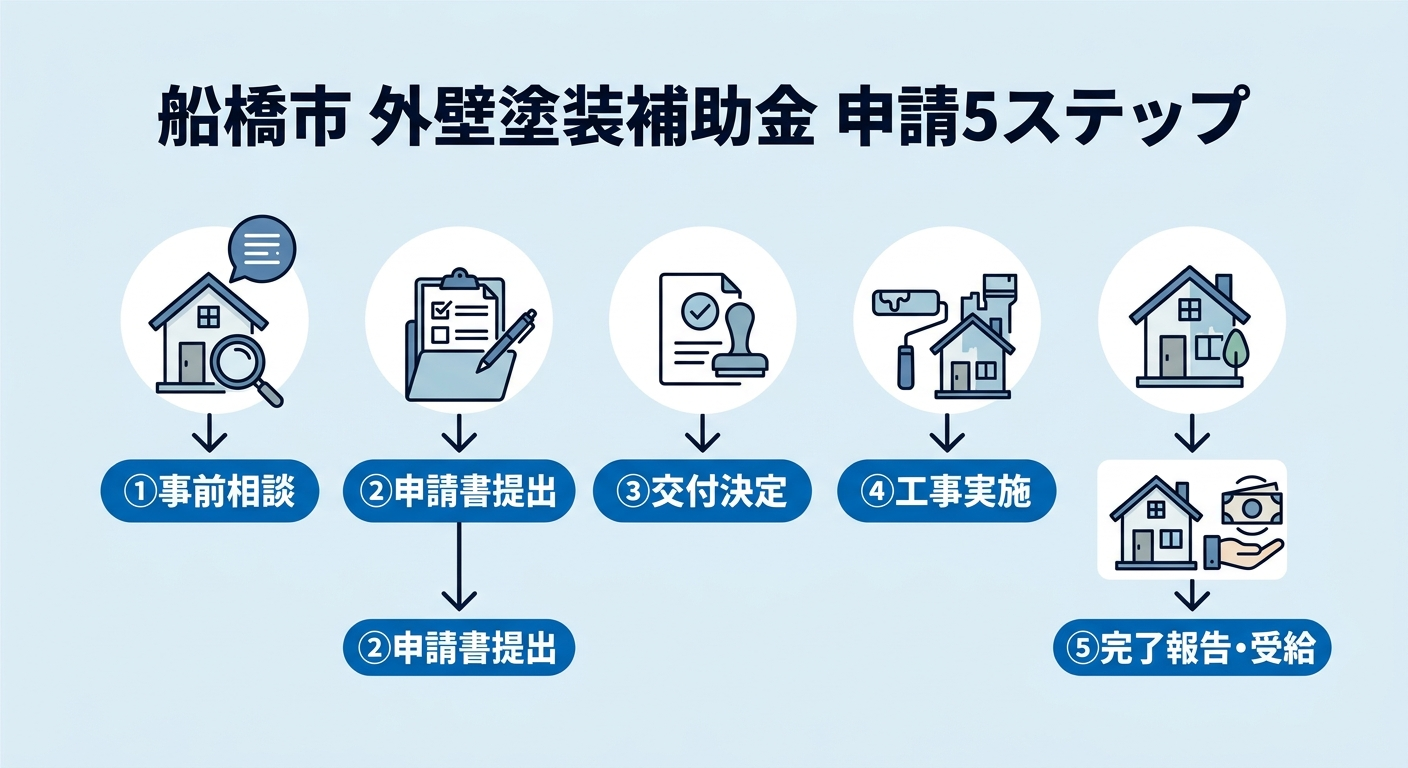 外壁塗装 補助金 船橋市 2026｜補助額・申請条件・手順と併用テクニック完全ガイドの補助金解説図