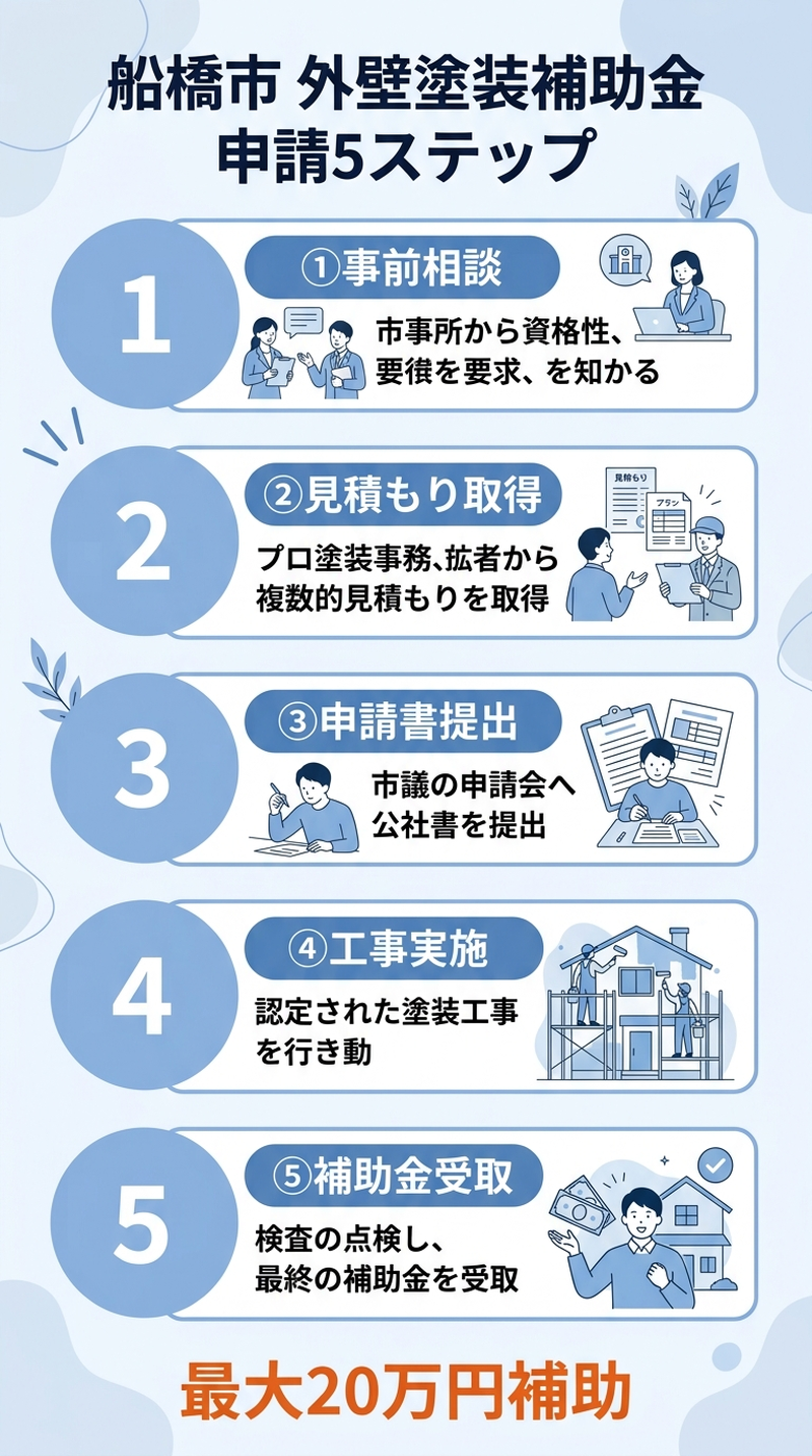 外壁塗装 補助金 船橋市2026|補助額・申請条件・手順と併用テクニック完全ガイドの補助金解説図